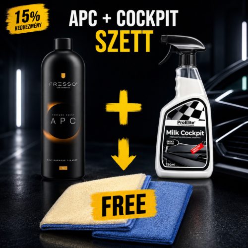 PROELITE MILK COCKPIT MŰSZERFAL ÁPOLÓ GÉL 750ML + FRESSO APC TISZTÍTÓKONCENTRÁTUM 1L + Ingyen Scrub Pad - Tisztító szivacs